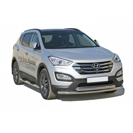 Защита порогов «Труба» (d76) для Hyundai Santa Fe (2012-2016)(Окрашенное) купить недорого с доставкой в Ленинск-Кузнецкий