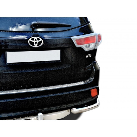 Защита заднего бампера «Уголки» (d63,5) для Toyota Highlander (2014-2015)(Нерж. Сталь) купить недорого с доставкой в Ленинск-Кузнецкий