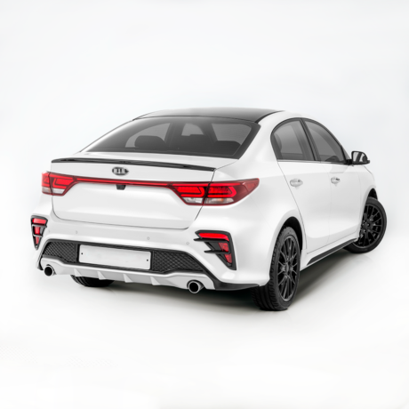 Бампер задний "Kudos" под раздвоенный глушитель для Kia Rio (2017-2020) купить недорого с доставкой в Ленинск-Кузнецкий
