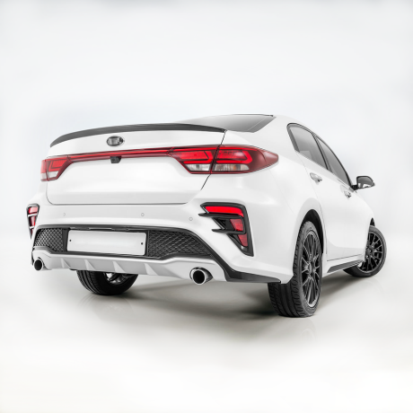 Бампер задний "Kudos" под раздвоенный глушитель для Kia Rio (2017-2020) купить недорого с доставкой в Ленинск-Кузнецкий