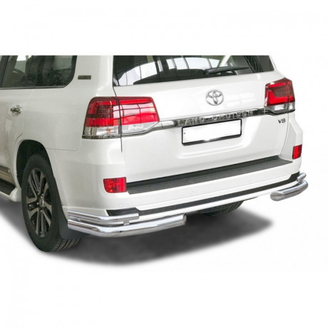 Защита заднего бампера «Уголки двойные» (d76) для Toyota Land Cruiser 200 Executive Lounge (2018-н.в.)(Окрашенное) купить недорого с доставкой в Ленинск-Кузнецкий